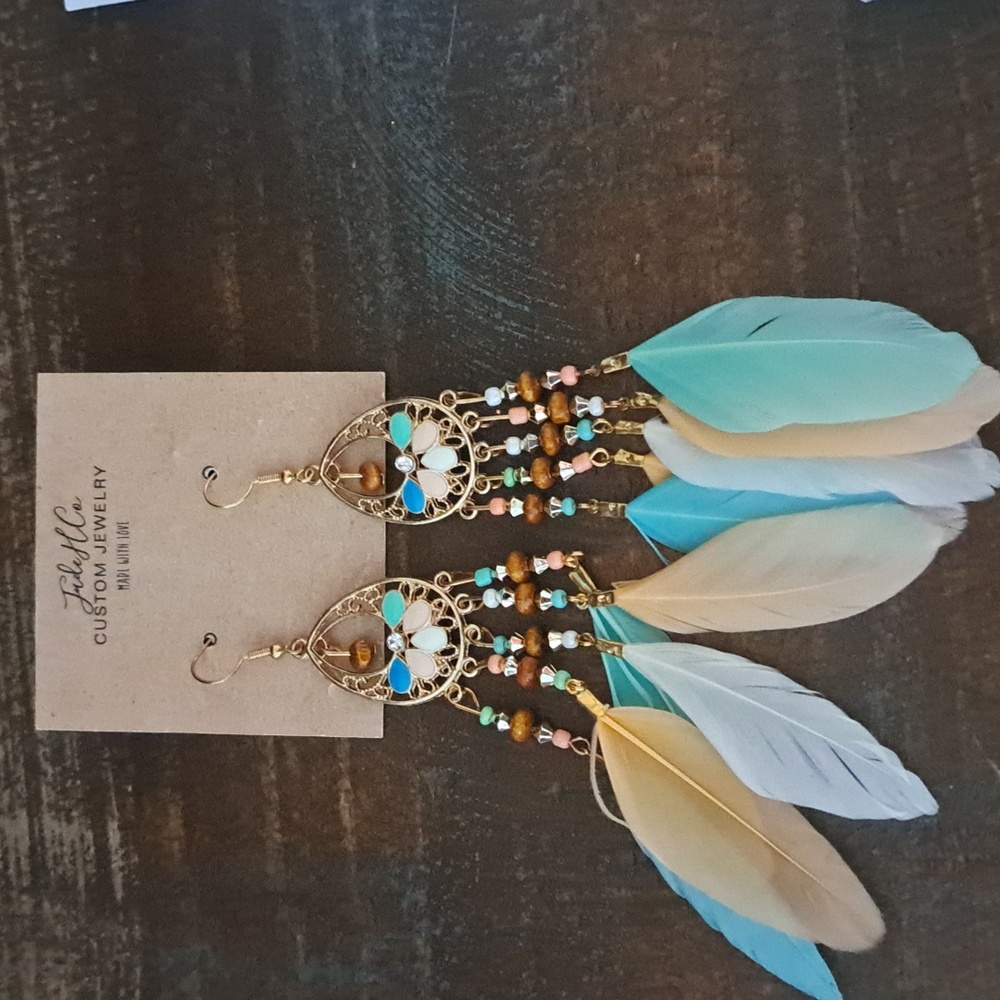 Bohemian Feather Dangle Earrings